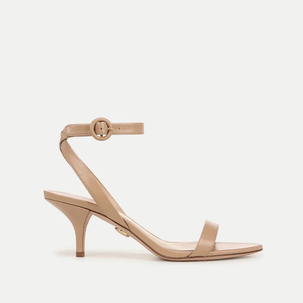 Veronica Beard Darcelle Nude Leather Ankle Strap Sandals Heels NWT Sz 8 EU 38.5